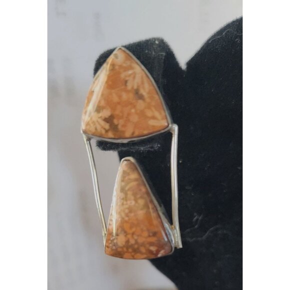 Earrings Moonkaite Jasper Post Silver Drop 10 gr Jerry & Fran Harr Handmade - Picture 12 of 13